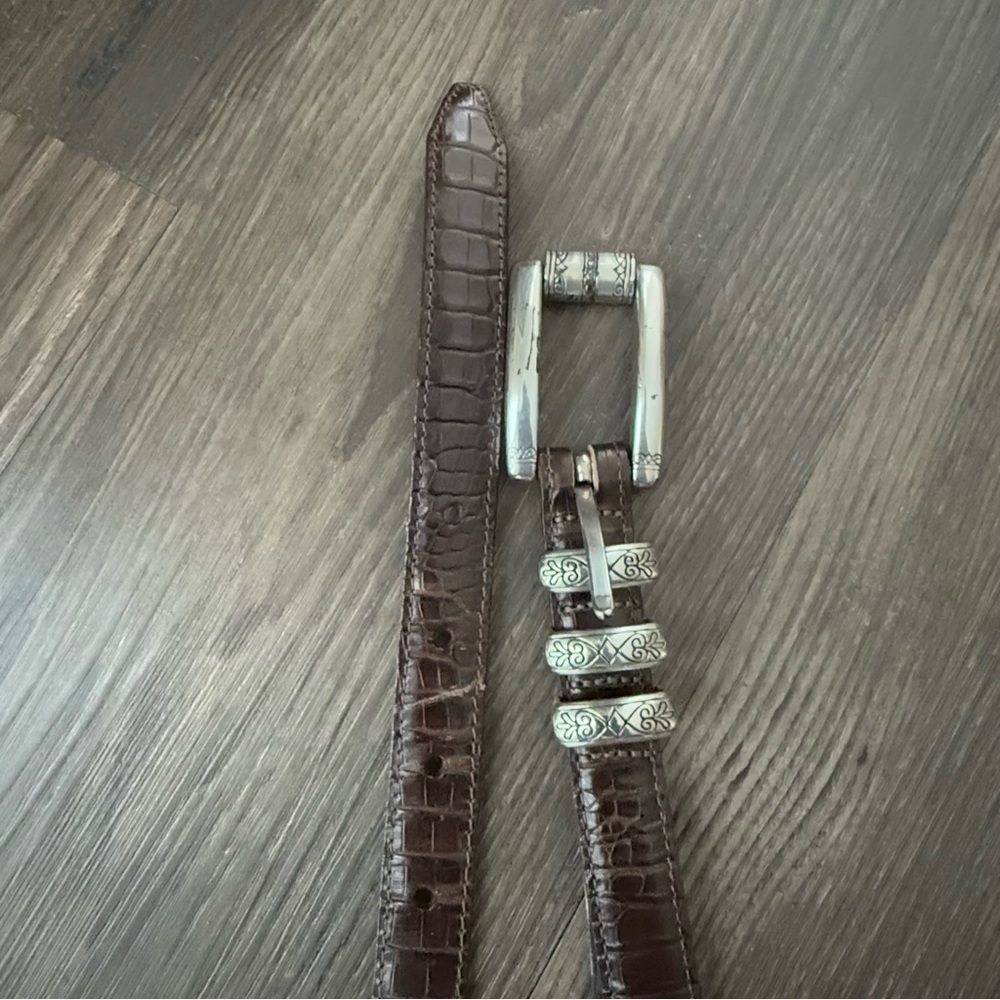 Brighton Brown Leather Belt with Silver Hardware